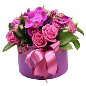 Aranjament floral Simple Pink cu orhidee Florarie Targoviste Livrare Flori Targoviste