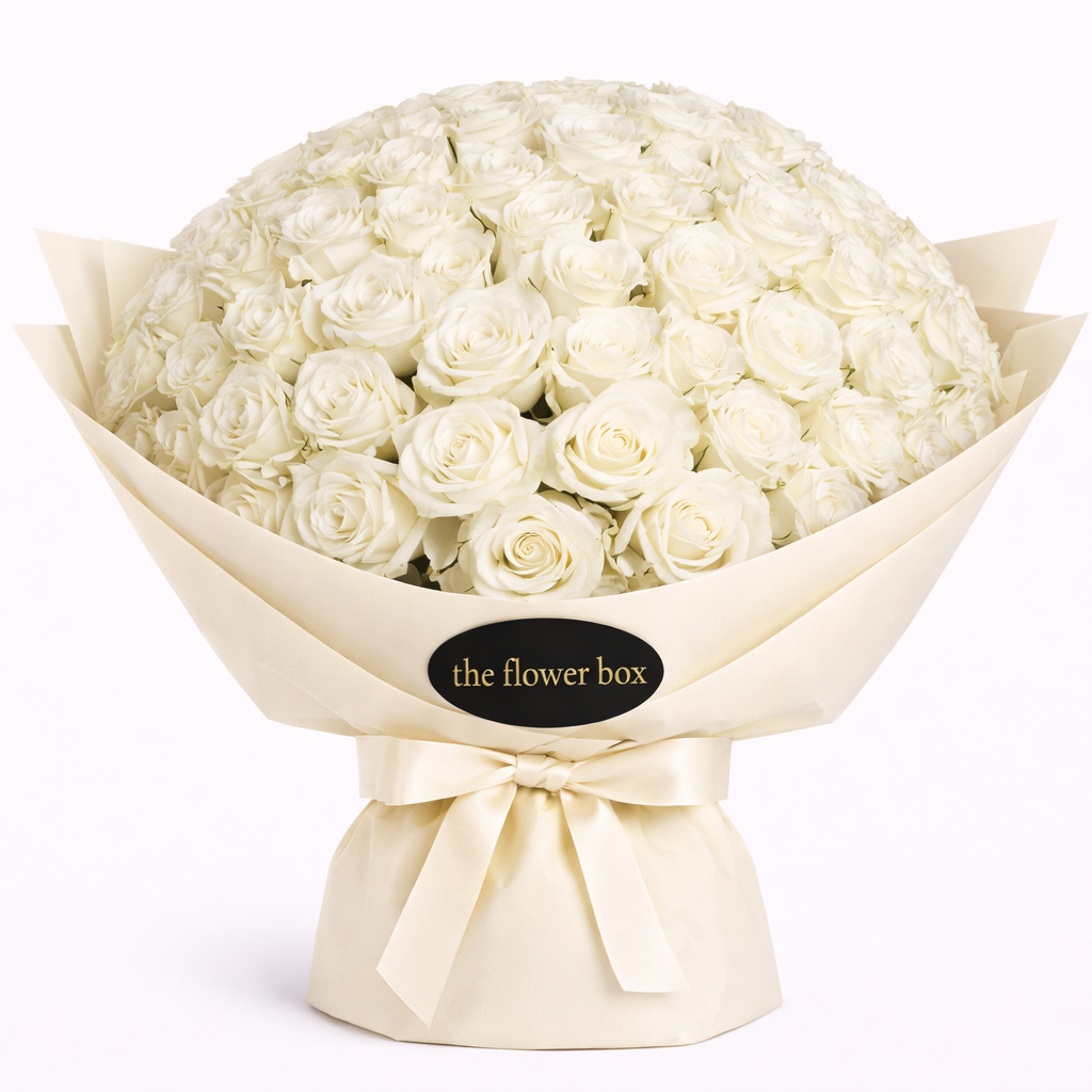 Buchet 101 Trandafiri Albi Deluxe
